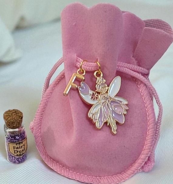 Velvet Tooth Fairy Bag with Initial & Charm | Personalised Tooth Fairy Pouch | Tooth Fairy Keepsake Gift | Lost Tooth Bag | Tooth Fairy Gift