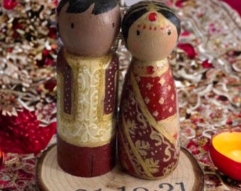 Wedding Peg Dolls Personalised Hand Painted Wooden Peg Dolls | Wedding Gift | Memorial Keepsake | Anniversary Gift