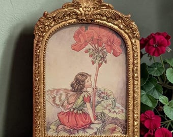 Vintage 1998 Flower Fairy Book Page Print | Cicely Mary Geranium Flower Fairies Art