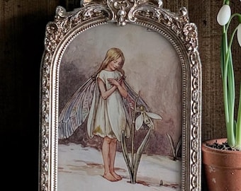 The Snowdrop Flower Fairy Print | January Birth Flower Fairy | Vintage Cicely Mary Barker Flower Fairy Book Page (1998)