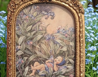 The Forget-Me-Not Flower Fairy Print – September Birth Flower Fairy, Vintage Cicely Mary Barker Book Page (1998)