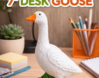 3D Printed Texture-Feathered Desk Goose - Multi-Color Figurine for Office Decor & Gift