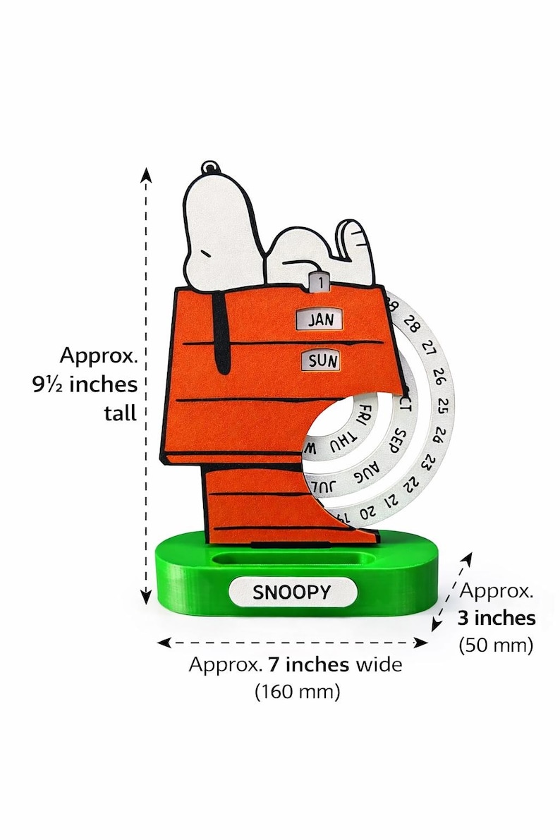 Snoopy Perpetual Desk Calendar – Handmade Snoopy Office Decor – Yearless Calendar Gift – Peanuts Desk Accessory image 5