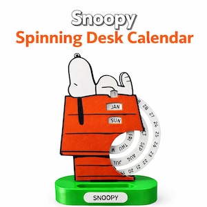 Snoopy Perpetual Desk Calendar – Handmade Snoopy Office Decor – Yearless Calendar Gift – Peanuts Desk Accessory image 2