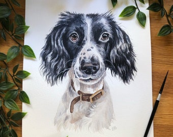 Watercolour Pet Portrait, Custom Hand Painted, Dog Portrait, Pet Painting, Pet memorial, Custom Dog painting, Dog Animal Bust Portrait
