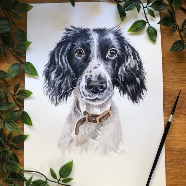 Watercolour Pet Portrait, Custom Hand Painted, Dog Portrait, Pet Painting, Pet memorial, Custom Dog painting, Dog Animal Bust Portrait
