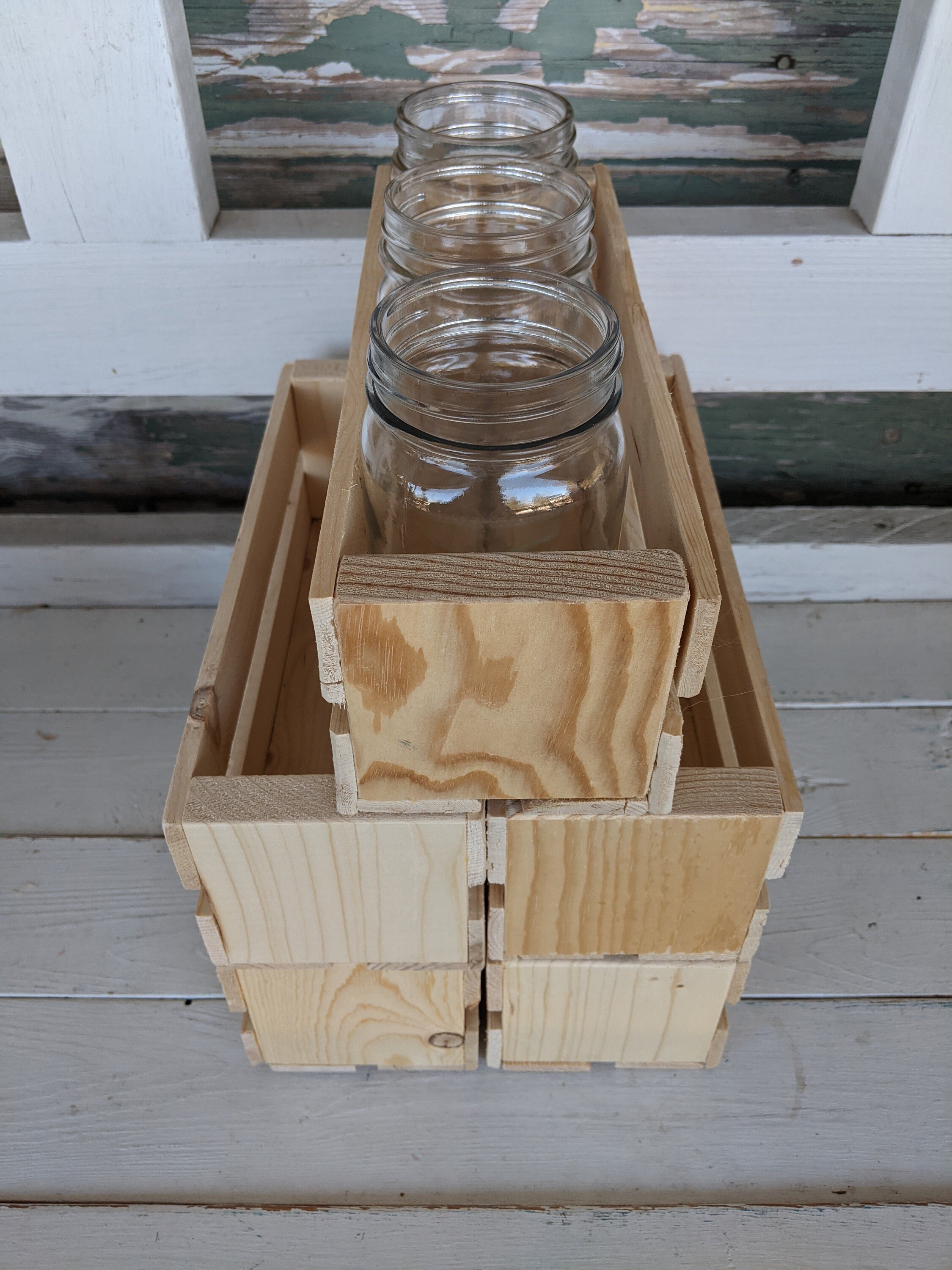 diy-crate-centerpiece-unfinished-mini-crate-3-mason-jar-etsy