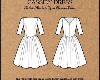 CASSIDY DRESS With V-waist Skirt in Your Fabric Choice Pin up
