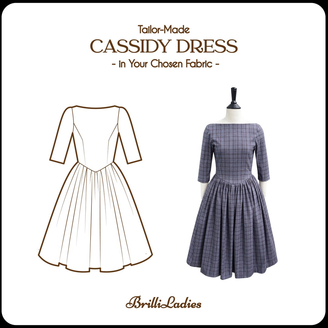 CASSIDY DRESS With V-waist Skirt in Your Fabric Choice Pin up