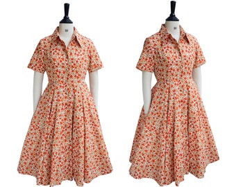 JULIE DRESS in "Fall For You" Fabric | pin up shirt dress, cotton vintage 50s dress, retro swing dress, 50s dress, cotton vintage dress