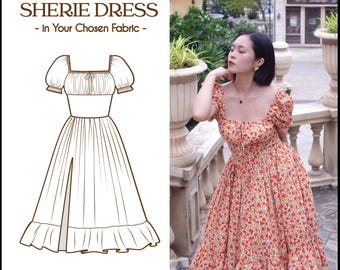 SHERIE DRESS in your fabric's choice | off-the-shoulder neckline gathered shelf bust pinup cotton white 1950s vintage dress 50s cotton dress