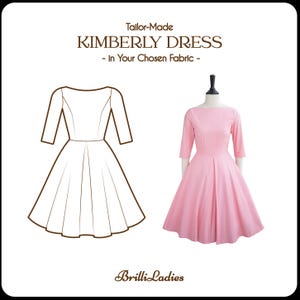 VESTIDO KIMBERLY no tecido de sua escolha | vestido de algodão sólido, vestido retrô vintage personalizado, anos 1950, vestido pinup plus size pin up brilliladies anos 50