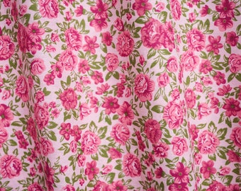 Fabric: "Hi Rosie" - By the Yard | red pink floral, making dress, floral print fabric, red vintage 1950s rose print brilliladies