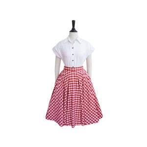 AURELIA SKIRT in &quot;1/2 inches Dark Red Checkered Gingham&quot; Fabric | full circle skirt, 1950s brilliladies vintage 50s cotton skirt pockets