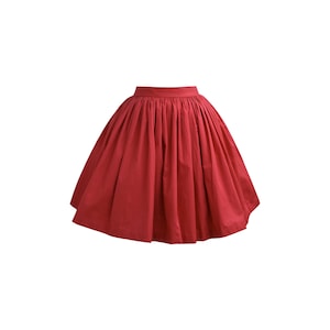 EIRIAN SKIRT in in Solid Cotton #39 - Chilli Red Fabric | gathered waist skirt, 1950s, custom made, vintage 50s cotton skirt deep pocket