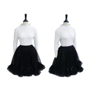 NORA PETTICOAT SKIRT in Black Mesh Fabric | Petticoat skirt, elastic waist skirt 1950s 50s style, custom made, cotton silk lining skirt