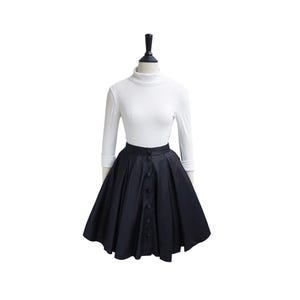 ELOISE SKIRT in Solid Cotton #33 - Black Fabric | 1950s, custom made, vintage cotton skirt deep pocket, vintage front button skirt, 50s