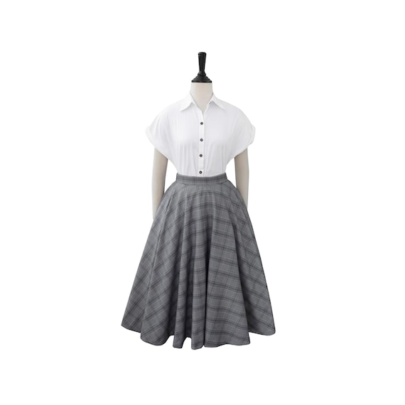AURELIA SKIRT in Tartan #45 Fabric | cotton skirt, full circle skirt, 1950s, custom made, vintage 50s cotton skirt pocket brilliladies