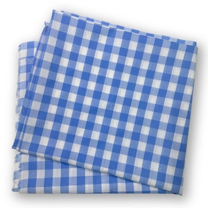 Fabric 1/2 inches Light Blue Checkered Gingham - cotton - By the yard / Fabric Face Mask / Fabric Mask / Cotton Fabric