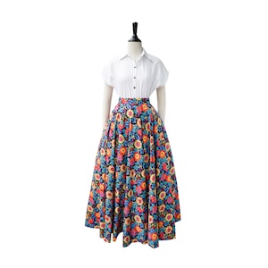EIRIAN SKIRT in &quot;Brilliant Night&quot; Fabric | cotton skirt, gathered waist, 1950s custom vintage cotton skirt deep pockets
