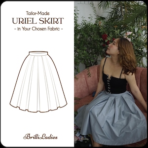 URIEL SKIRT in your fabric choice | cotton pleated skirt, custom made skirt, vintage retro 1950s, 50s custom made deep pockets brilliladies