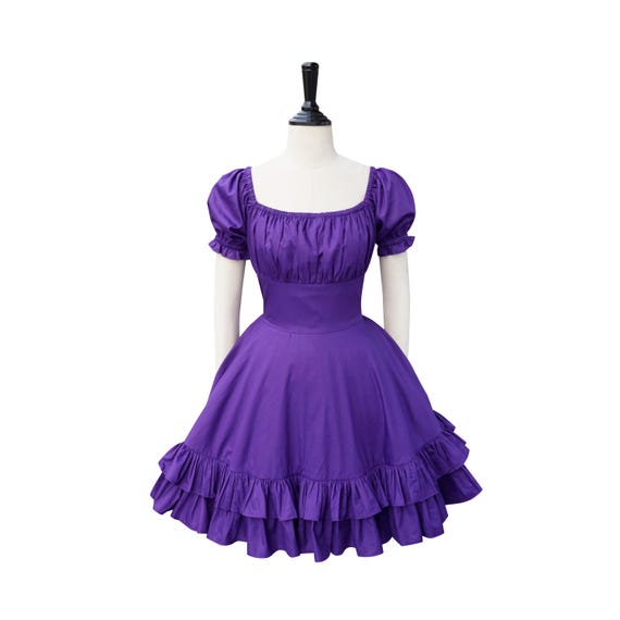 fitted lace wedding dress White Purple Floral Print Cap Sleeve Rockabilly 50s Swing Dress – Pretty  Kitty Fashion main image 0