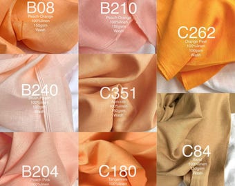 Premium Wash Linen 150gsm Fabric: LT - ORANGE TONE - By the Yard | Width 130 cm - Weight 150gsm - check availability before ordering