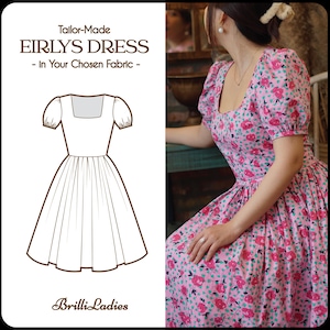 EIRLYS DRESS in your fabric choice | pin up retro dress, cotton vintage 50s dress, retro swing dress, 1950s large dress, floral dress custom