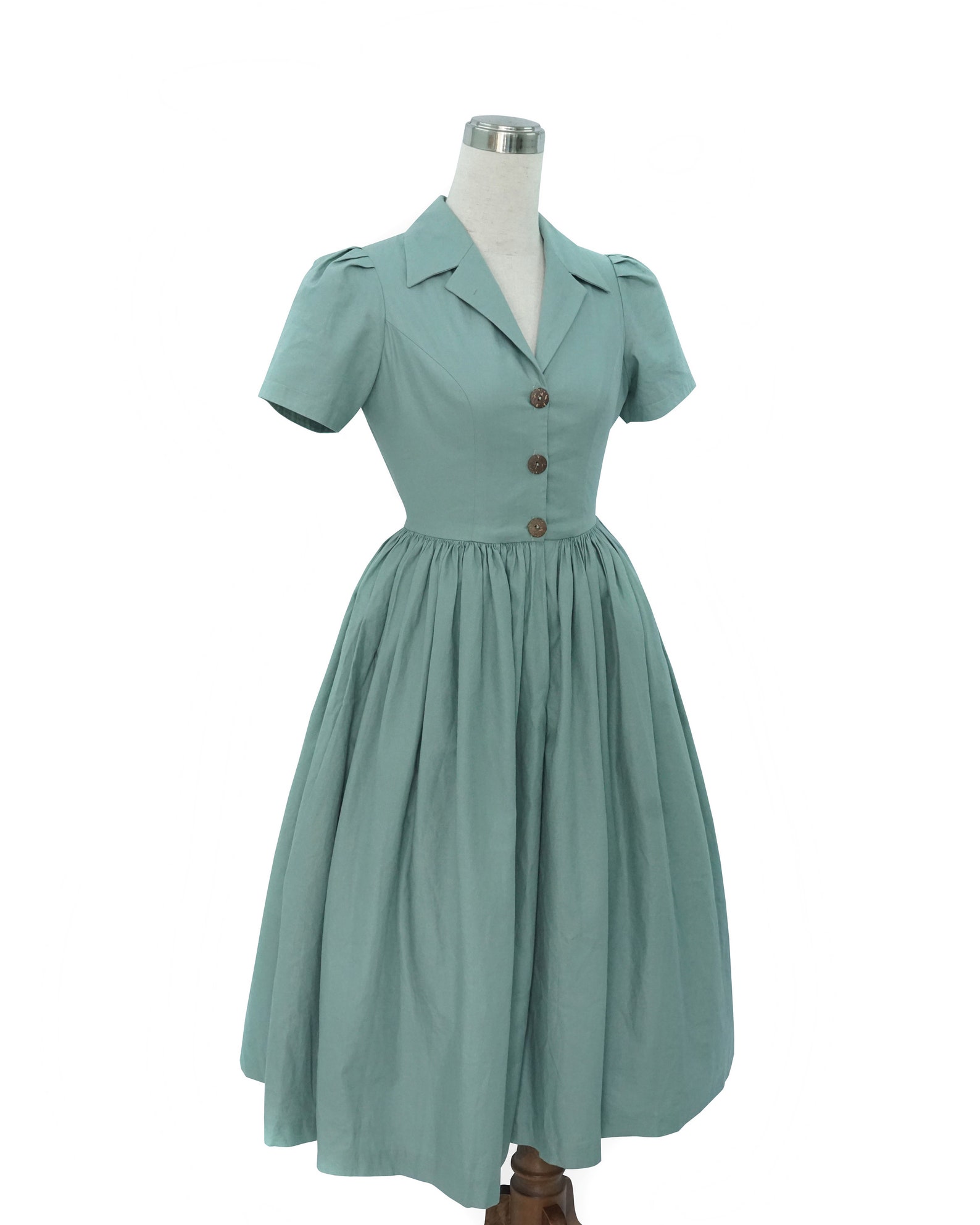 VALERIE DRESS in Solid Cotton 55 Green Teal Fabric Pin up - Etsy
