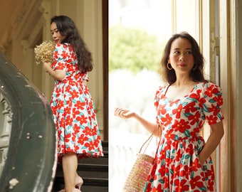 Red 1950s Swing Dress: 'me Before You' Inspired Gown, Custom Made - Etsy Red 1950s Swing Dress: 'me Before You' Inspired Gown, Custom Made - Etsy