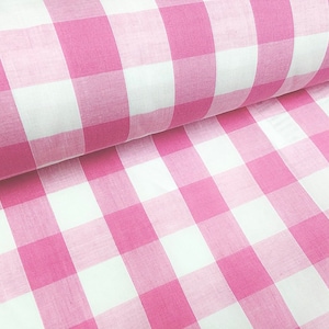 Fabric 1/2 inches Light Pink Checkered Gingham - cotton - By the yard / Fabric Face Mask / Fabric Mask / Cotton Fabric / Barbie Pink White
