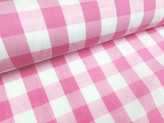 Fabric 1/2 Inches Light Pink Checkered Gingham - Cotton - by