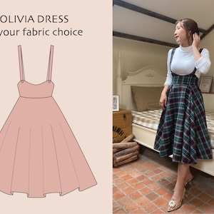 OLIVIA DRESS in your fabric choice | cotton tartan checkered dress, 1940s Button Down Dress, retro shirtwaist dress, tartan winter fall