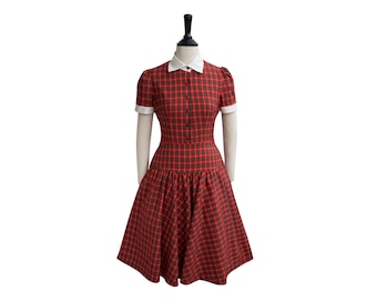 JOLENE DRESS in Tartan #25 Fabric | cotton tartan checkered dress, 1940s Button Down Dress, retro shirtwaist dress, tartan winter fall 50s JOLENE DRESS in Tartan #25 Fabric | cotton tartan checkered dress, 1940s Button Down Dress, retro shirtwaist dress, tartan winter fall 50s