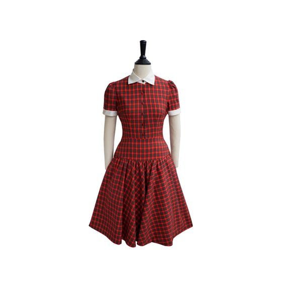 green emerald velvet dress Pink Lily Blaire Brown Plaid Bubble Hem Mini Dress main image 0