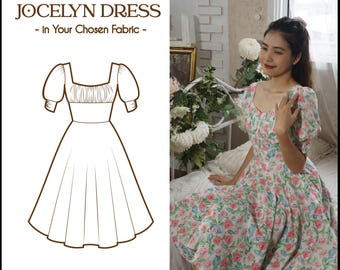 JOCELYN DRESS in your fabric choice | pin up retro dress, cotton vintage 50s dress, retro swing dress, 1950s large dress, swing dress custom