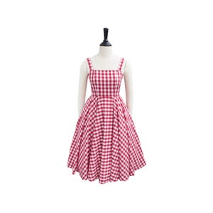 HANNAH DRESS in &quot;1/2 inches Red Checkered Gingham&quot; Fabric | vintage dress, pink pinup dress, 50s inspired dress 1950, brilliladies