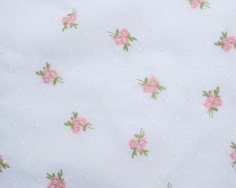 Fabric: "Tiny Princess Swiss Dot" - Pink - By the Yard | floral eyelet, floral print, embroidered fabric vintage 1950s brilliladies cocktail