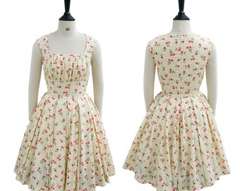 Nieuw! KATIE JURK van "Cheri Cheri Lady"-stof | pin-up shirtjurk, katoenen vintage jaren 50 jurk retro swing jurk jaren 50 jurk brillidames roze
