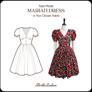 MARIAH DRESS in your fabric choice | 50s swing dress, custom vintage retro dress, plus size pin up dress, red rose dress brilliladies