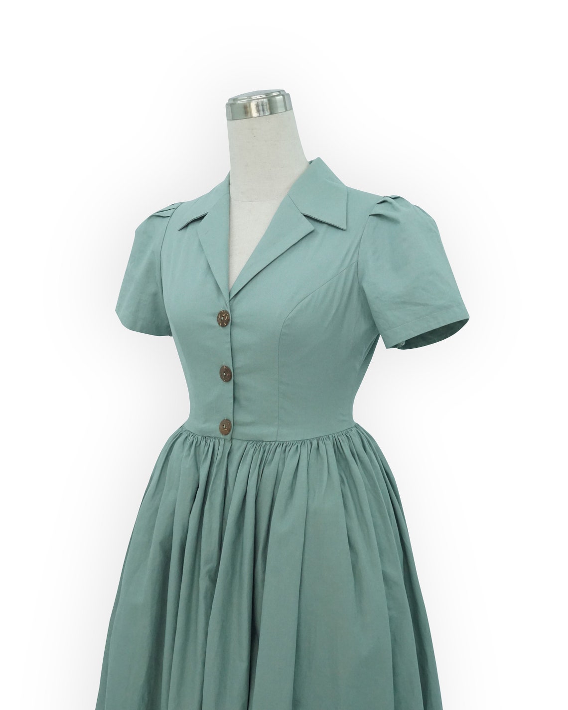 VALERIE DRESS in Solid Cotton 55 Green Teal Fabric Pin up - Etsy