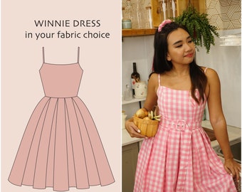 WINNIE DRESS in your fabric choice | brilliladies cotton dress, pin up dress 50s retro pleat dress barbie dress pink gingham dress 1950s