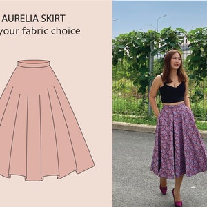 AURELIA SKIRT in your fabric choice | floral custom made skirt, vintage retro 1950s, 50s, cotton circle skirt, woman vintage skirt, 50s