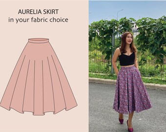 AURELIA SKIRT in your fabric choice | floral custom made skirt, vintage retro 1950s, 50s, cotton circle skirt, woman vintage skirt, 50s