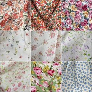 HT-03 Floral cotton collection By the Yard // high quality cotton fabric/watercolor flowers/ Rose print/vintage flowers