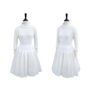 LINDA PETTICOAT SKIRT in White Mesh Fabric | Petticoat skirt, elastic waist skirt, 1950s 50s style, custom made, cotton silk lining skirt
