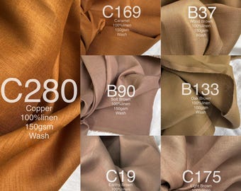 Premium Wash Linen 150gsm Fabric: LT - BROWN TONE - By the Yard | Width 130 cm - Weight 150 gsm - check availability before ordering