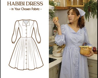 HABIBI-KLEID in deiner Stoffwahl | brilliladies Baumwollkleid, Pin up Kleid 50er Retro Swing Rockabillykleid 1950 Cocktail Shirtwaist Dress