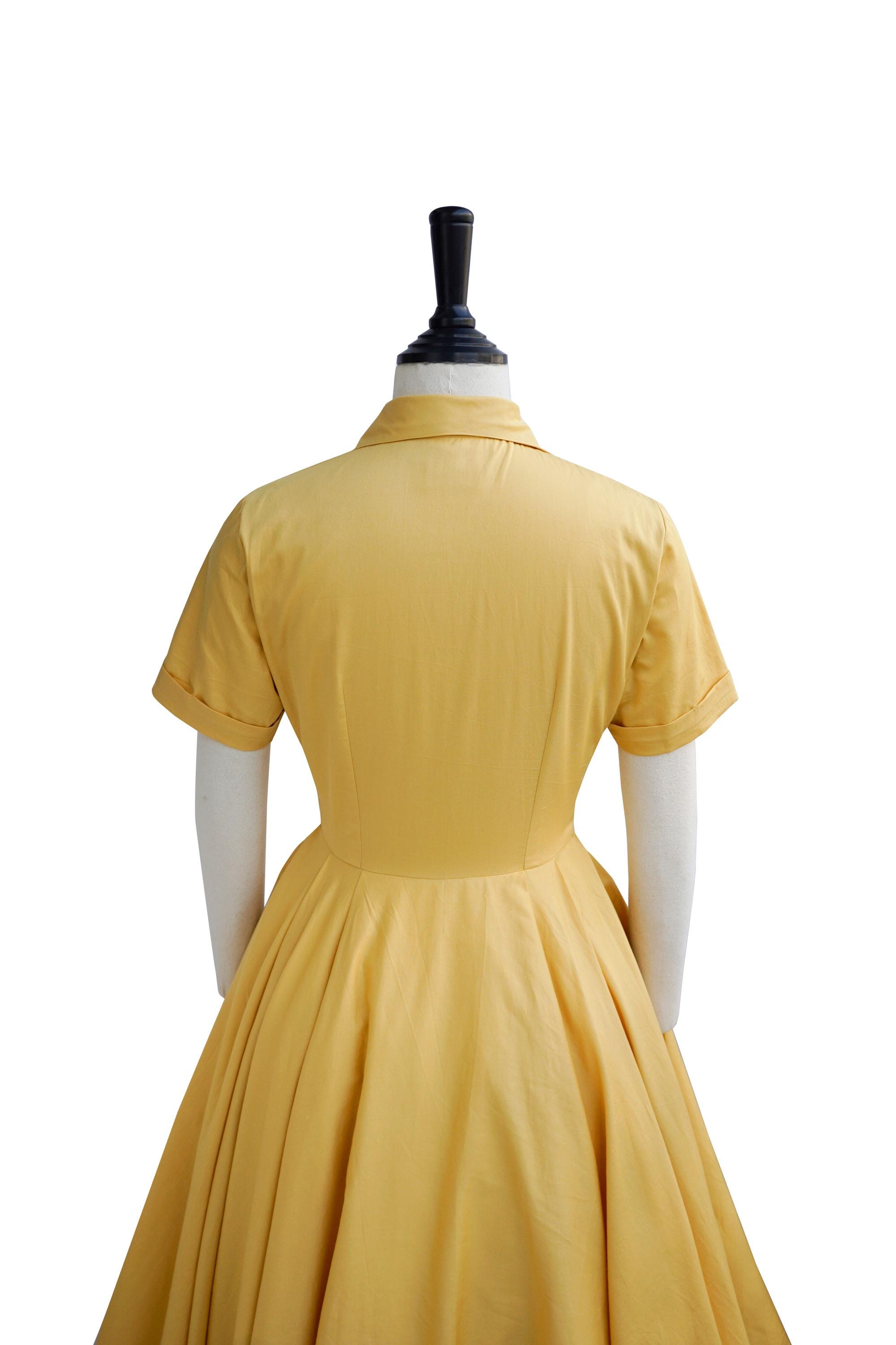 JULIE DRESS in Solid Cotton #86 - Light Yellow Fabric | Pin