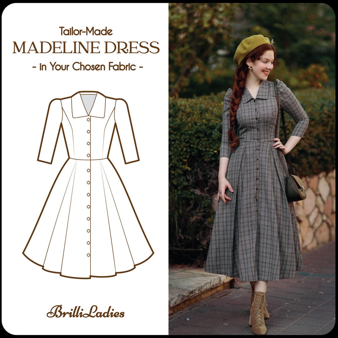 Buy MADELINE DRESS in Your Fabric Choice Solid Cotton Dress